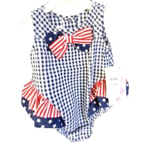 NWT Bonnie Baby bonniejean 4th of July Baby Girl Outfit 3-6 months